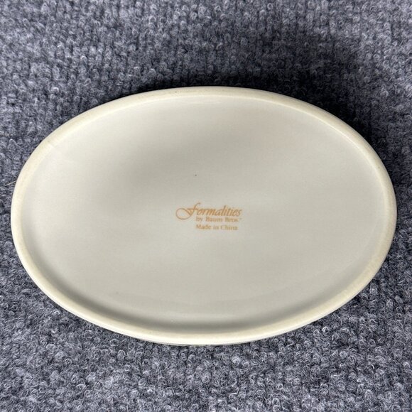 Vintage Formalities by Baum Bros Trinket Box Cream Gold Trim Fruit Print Dish - Picture 5 of 8